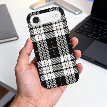 Black and White Tartan PlaidAnti-Yellowing Soft TPU Phone Case for iPhone 17, Shockproof and Scratch-Resistant Case - color: black-style-146