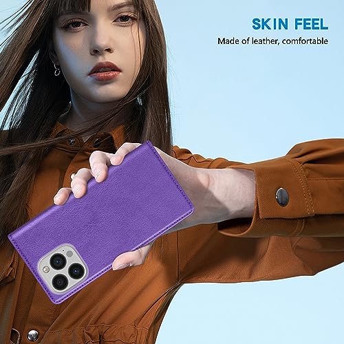 ZZXX iPhone 13 Pro 6.1 inch Cellular Phone Case, Wallet with RFID Blocking, Card Slot, Magnetic Leather Flip Protective Cover (Purple) - color: Purple, size: iPhone 13 Pro