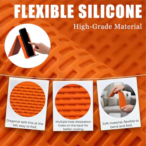 Flexible Silicone Phone Stand with Aluminum,Adjustable Foldable Silicone Phone Stand, Portable Multi-Angle Anti-Slip Holder for Phones, Tablets, Rollable Design for Home or Office (Black)
