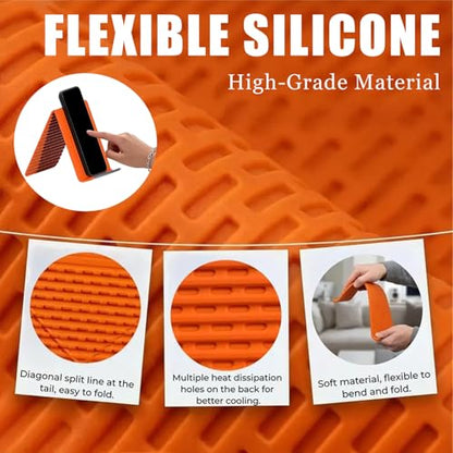 Flexible Silicone Phone Stand with Aluminum,Adjustable Foldable Silicone Phone Stand, Portable Multi-Angle Anti-Slip Holder for Phones, Tablets, Rollable Design for Home or Office (Black)