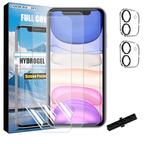 LOOKSEVEN 3 Hydrogel Films + 2 Tempered Glass Lens Protector For iPhone 11 - size: iPhone 11