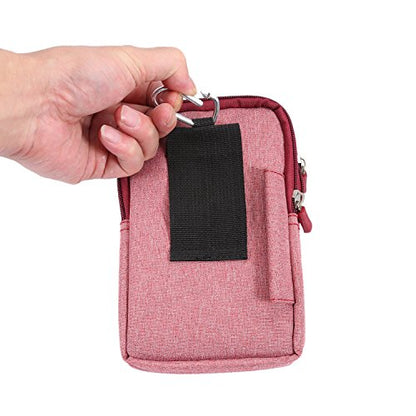 Men's Cell Phone Waist Bag Vertical, Cellphone Belt Loop Holster, Outdoor Sport Travel Nylon Small Mobile Phone Pouch Smartphone Waist Bag with Carabiner Hook Pen Holder Zipper Handbag Carrying Case - color: Wine Red