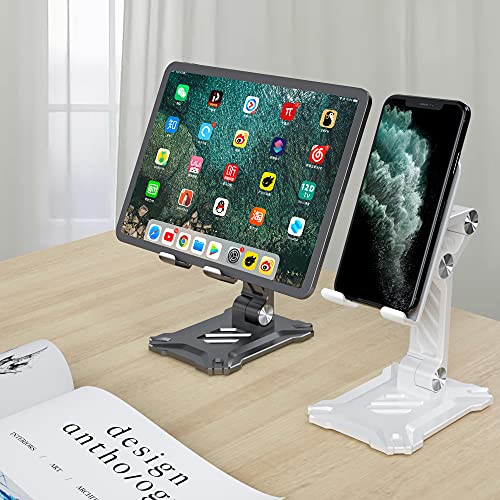 Phone Stand for Desk. Foldable Desktop Mobile Phone Stand with Angle Height Adjustable, Portable Office Cell Phone Holder, Cradle, Dock. Fits All 4.7-13in iPhone/Smartphone/iPad/Tablet. - color: Green