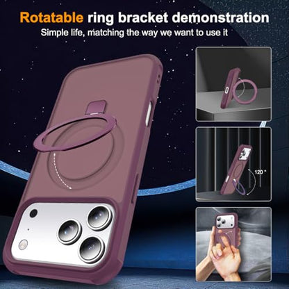 SKYLMW Compatible with iPhone 17 Pro Case with Stand,Wine Red - color: Wine Red, size: iPhone 17 Pro