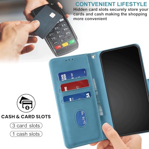 Case Wallet for Motorola Moto G Power 2025/ G Power 2026, Light Blue | RFID Blocking, 3 Card Holder Stand, Shockproof TPU Shell, PU Leather Magnetic Closure, 6.8-inch - color: Light Blue