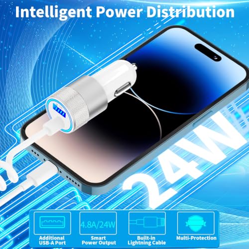 iPhone Car Charger Fast Charging【Apple MFi Certified】4.8A Car Phone Charger - color: Jet Black