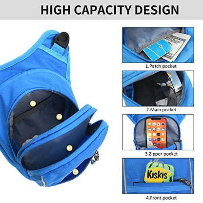 Peicees Motorcycle Leg Bag for Men Womens Thigh Bag, Expandable - color: Blue