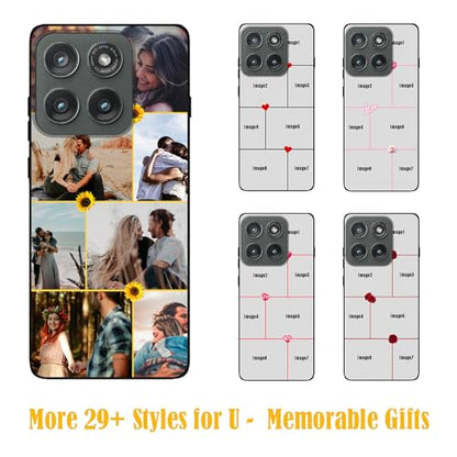 Custom for Motorola Moto Edge 2025 Case Persoanlized Photo Collage - Multi Pictures/Images Name Designed,Customize Soft Thin Slim Smartphone Cover Love Gift Him her - color: 03 Collage Sunflower