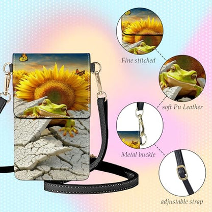 Small Crossbody Bags for Women Touchscreen Cell Phone Bag Cross Body Purses with adjustable Strap,Gifts For Teenage Girls - color: Sunflowe Flog