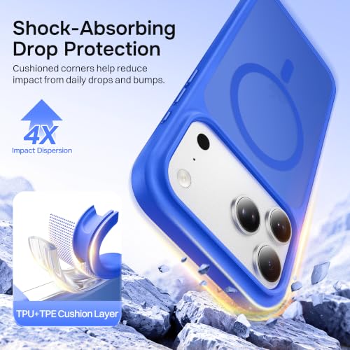 Magnetic for iPhone 17 Pro Case, Compatible with MagSafe, [Military Grade Drop Protection] Translucent Matte Shockproof Protective Anti-Fingerprint Phone Case, 6.3", Klein Blue - color: Klein Blue, size: Iphone 17 Pro