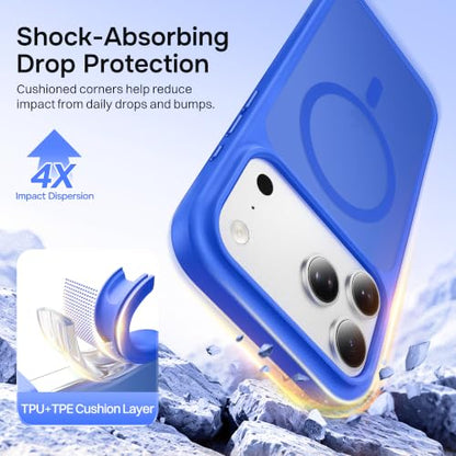 Magnetic for iPhone 17 Pro Case, Compatible with MagSafe, [Military Grade Drop Protection] Translucent Matte Shockproof Protective Anti-Fingerprint Phone Case, 6.3", Klein Blue - color: Klein Blue, size: Iphone 17 Pro