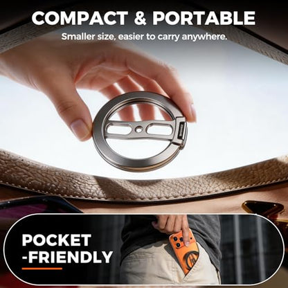 Magnetic Phone Ring Grip for MagSafe Dual-Sided Magnet Cell Phone Grip Stand Finger Ring Holder Compatible with iPhone 17/16/15/14/13 Pro Max Plus, for Mag Car Mounts - color: grey