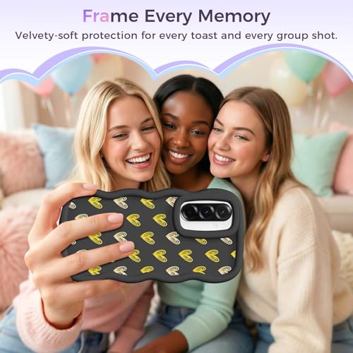 for Galaxy A36 Phone Case, Wavy Soft TPU, Black-Heart | Wavy Frame Design, Soft Slim TPU, Full Camera Lens Protection, Shockproof Phone Cover - color: Black-Heart, size: Samsung A36