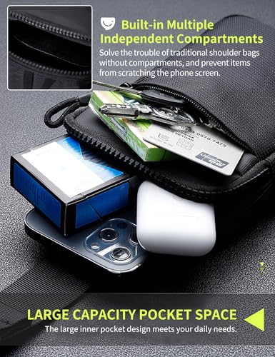 Peicees Mini Anti Theft Crossbody Sling Bag Small Chest Bag Dual Pocket Water Resistant Fanny Pack Running Phone Holder - size: Small