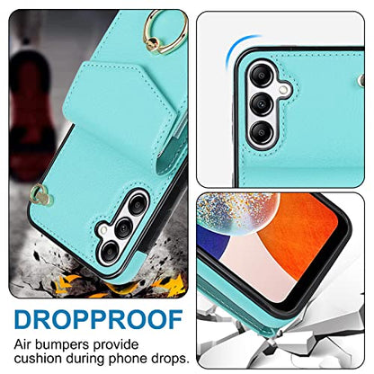 Asuwish Wallet Case for Samsung Galaxy A16 5G/4G Women Men Teal | with Tempered Glass Screen Protector, Ring Holder, RFID Blocking, Card Holder, Wrist Strap, PU Leather, Cover for A 16 - color: Teal