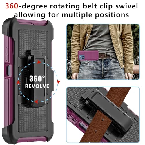 for Motorola Moto G 2026/2025 Case, for Moto G Play 2026 Case with Belt Clip Holster, Heavy Duty 2-Layer Protection, Anti-Drop, Shockproof Phone Cover (Wine Red) - color: Wine Red
