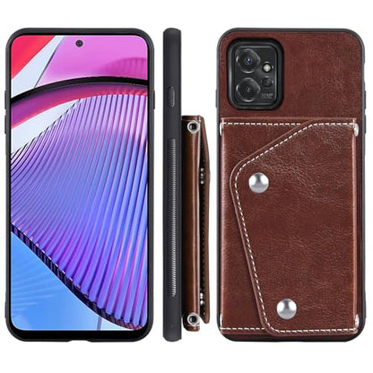 Asuwish Phone Case for Motorola Moto G Power 5G 2023 Wallet Cover with Tempered Glass Screen Protector Credit Card Holder Crossbody Strap Stand Leather Cell Accessories GPower G5 Women Men Slot Brown