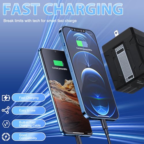 2-in-1 Compatible with 120w Fast Charger, 2025 New Retractable Wall Fasts Charging Power Adapter with All in One Foldable Plug, Multi-Functional Fast Smart Charger for Phone, Tablet, Laptops (Orange) - color: Orange