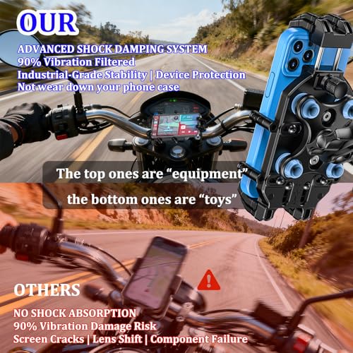 LOKTENWO Adjustable Motorcycle Phone Mount with Triple Vibration Dampener