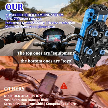LOKTENWO Adjustable Motorcycle Phone Mount with Triple Vibration Dampener