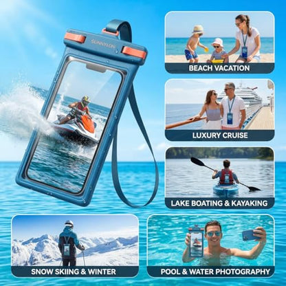3D Waterproof Phone Pouch Case,IPX8 100FT Underwater Cell Phone Dry Bag,Soft TPU Sensitive Touch Screen Protector with Lanyard,Fits iPhone 17-11 Pro Max Plus,Galaxy S25,for Fishing Pool River(Blue) - color: 1-pack Blue