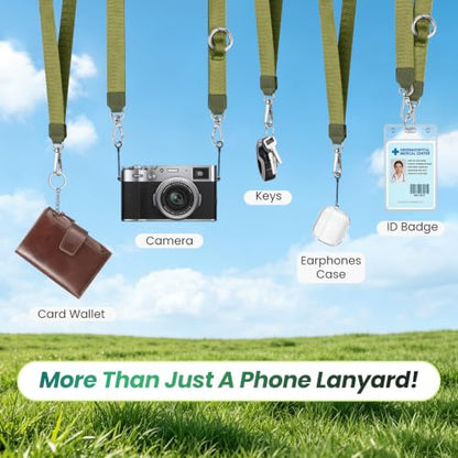 takyu Multifunctional Phone Lanyard, 3 in 1 Cell Phone Detachable Adjustable Crossbody Strap & Neck Lanyard & Wrist Lanyard with 2x Tether Tab for Most Smartphones, Outdoor Travel Essential Green - color: Greenx1