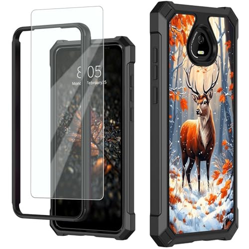for Schok Volt Sv67q Sv67332 Case with Screen Protector, Military Grade Drop Protection, Dual Layer Hybrid Shockproof Protection TPU Phone Case for Schok Volt Sv67q, Majestic Deer - color: Majestic Deer