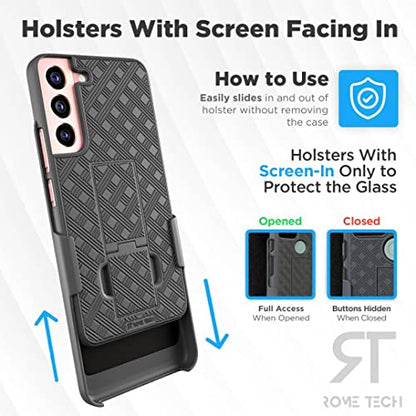 Designed for Samsung Galaxy S22 Case with Belt Clip Holster | Rugged Holster & Protective Phone Case Combo with Anti-Slip Texture - Black - style: Galaxy S22