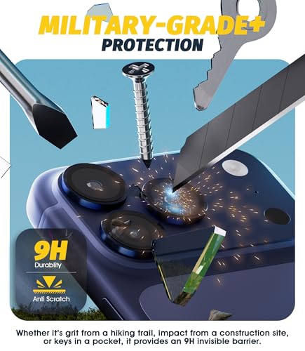 (3 Sets) Orzero Camera Lens Protector Compatible for iPhone 17 Pro&17 Pro Max&16 Pro&16 Pro Max&15 Pro&15 Pro Max&14 Pro&14 Pro Max, [EZ Install] [Case-Friendly] 9H Tempered Glass CD Pattern Lens Cover, Military-Grade Shockproof, HD Clarity Anti-Glare - B
