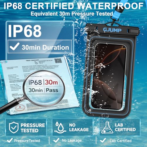 Waterproof Phone Pouch Floating, 2 Pack IP68 Dry Bag Cell Phone Case | Waterproof Phone Case with iPhone 17 16 15 14 Pro Max, Snorkeling Beach Swimming Cruise Travel Essentials, Lanyard Included - color: Blue*2