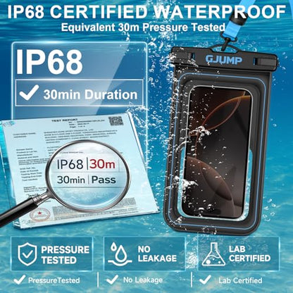 Waterproof Phone Pouch Floating, 2 Pack IP68 Dry Bag Cell Phone Case | Waterproof Phone Case with iPhone 17 16 15 14 Pro Max, Snorkeling Beach Swimming Cruise Travel Essentials, Lanyard Included - color: Blue*2