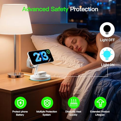 3 in 1 Mag-Safe Wireless Charger Stand for iPhone Apple Watch AirPods - color: White