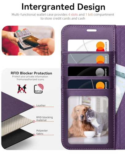 OCASE Compatible with Galaxy S25 Edge Wallet Case, PU Leather Flip Folio Case with Card Holders RFID Blocking Kickstand [Shockproof TPU Inner Shell] Protective Phone Cover 2025, Dark Purlple - color: Dark Purple, size: Samsung Galaxy S25 Edge