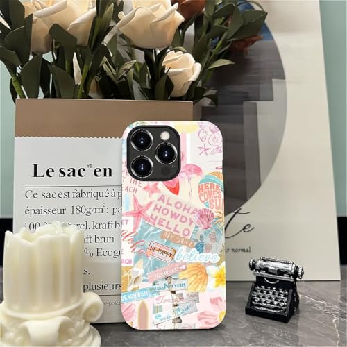 Case Compatible with iPhone 14 Pro, Cute Dual Layer Hybrid Phone Cover, Military Grade Drop Protection, Aesthetic Shockproof Phone Case for Women Girls, Pastel Pink Summer Collage - color: Pastel Pink Summer Collage, size: Iphone 14 Pro