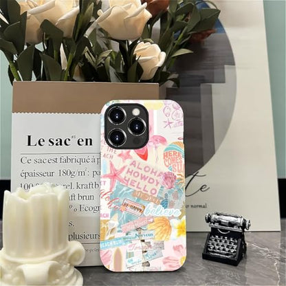 Case Compatible with iPhone 14 Pro, Cute Dual Layer Hybrid Phone Cover, Military Grade Drop Protection, Aesthetic Shockproof Phone Case for Women Girls, Pastel Pink Summer Collage - color: Pastel Pink Summer Collage, size: Iphone 14 Pro