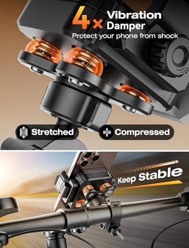 Dual Vibration Dampener Motorcycle Phone Mount Holder, Black