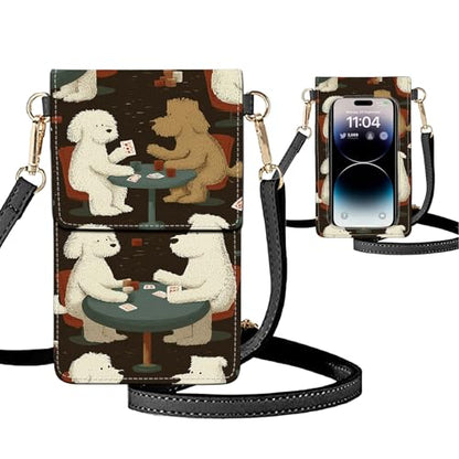 Small Crossbody Bags for Women Touchscreen Cell Phone Bag Cross Body Purses with adjustable Strap,Gifts For Teenage Girls - color: Dogs playing poker