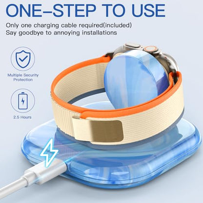 for Apple Watch Charger Stand, Magnetic Fast Charging Dock Portable Design - color: Marble Blue