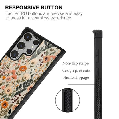 for Samsung Galaxy S26Ultra Case,Soft Silicone Shockproof Bumper Camera Protection Phone Case-Dark Embroidery Flower - color: Dark Embroidery Flower, size: Samsung Galaxy S26Ultra
