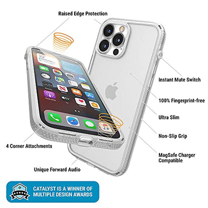 Catalyst iPhone 13 Pro Max Case Influence Series Slim Case, Finger-Print Safe Cases, Drop Proof Phone, with Lanyard (Clear)