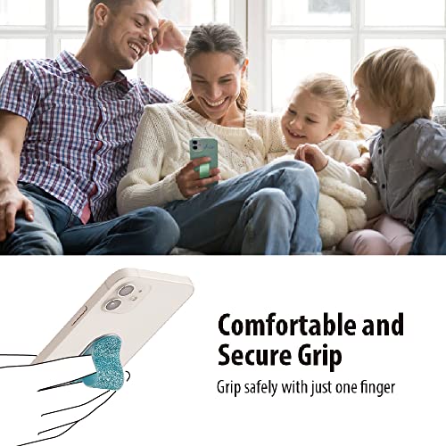 Momostick Flatstick, Cell Phone Finger Grip Strap Holder for Hand, Cell Phone Stand, New Slim Finger Loop Selfie Grip Compatible with Most Smartphones - Glitter Sky Blue - color: Glitter Sky Blue