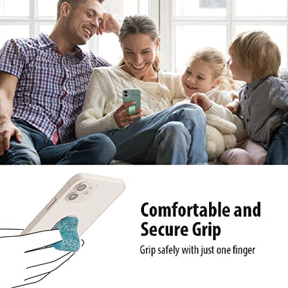 Momostick Flatstick, Cell Phone Finger Grip Strap Holder for Hand, Cell Phone Stand, New Slim Finger Loop Selfie Grip Compatible with Most Smartphones - Glitter Sky Blue - color: Glitter Sky Blue