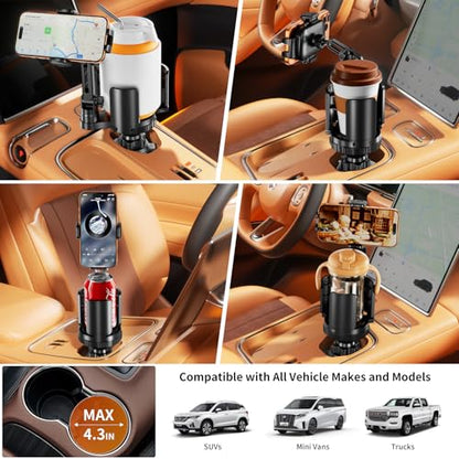 Phone Holders for Your Car, 2 in 1 Cup Holder Phone Mount with Expander