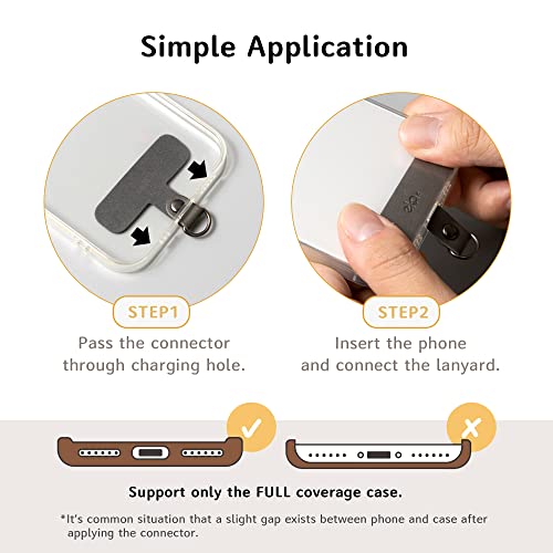 EKAX Crossbody Universal Phone Lanyard, Adjustable Double Hooks Strap with Adhesive-Free Tether Tab, Neck Holder for Cases - color: Beige
