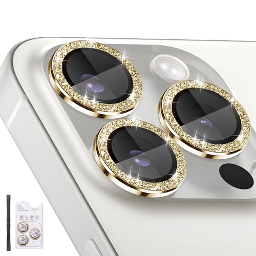 Camera Lens Protector for iPhone 16 Pro/16 Pro Max, Glitter Gold - color: Glitter Gold