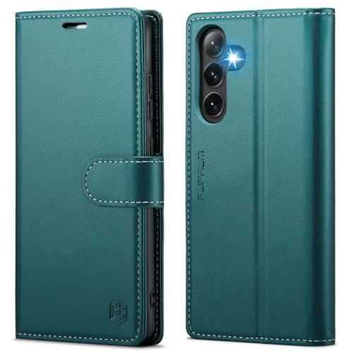 FLIPALM Wallet Case for Samsung Galaxy S25 Plus/S25+, Bluegreen | Card Holder, RFID Blocking, PU Leather Folio Flip, Kickstand, Protective Shockproof Cover - color: BlueGreen