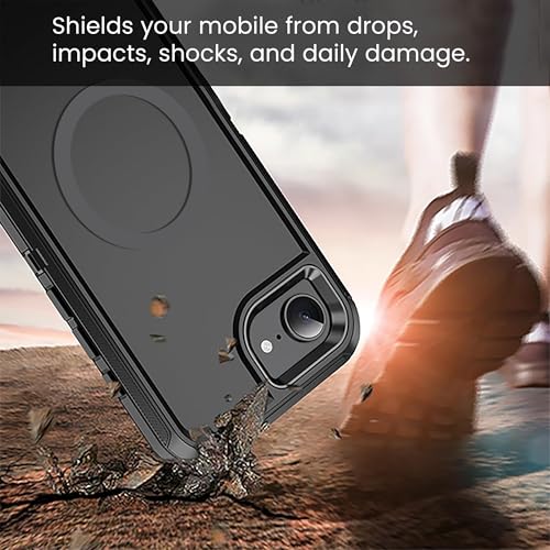 MXX for iPhone 16e & iPhone 17e Case, Heavy Duty [Compatible with MagSafe] 3-Layer Rugged Protective Cover, Shockproof Dustproof Drop Resistant Full Body Phone Case – Black - color: Black
