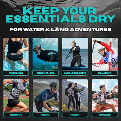Drench 100% Underwater Waterproof Fanny Pack | Submersible Waterproof Phone Pouch & Waist Pack Dry Bag for Swimming, Boating, SUP & Snorkelling | Floating Belt Bag Underwater Phone Case | iPhone - color: Black