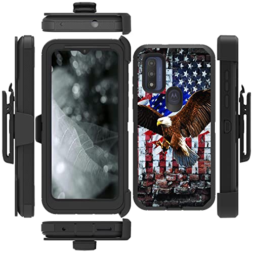 for Moto G Pure 2021/ Moto G Power 2022 Case, Heavy Duty Triple-Layer Drop Protection Full-Body Rugged Shockproof Durable Cover Holster with Swivel Belt-Clip, Patriotic Eagle USA Flag - color: Patriotic Eagle USA Flag, size: Moto G Pure/ Moto G Power 2022