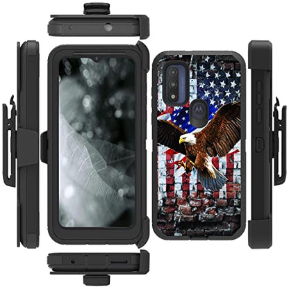 for Moto G Pure 2021/ Moto G Power 2022 Case, Heavy Duty Triple-Layer Drop Protection Full-Body Rugged Shockproof Durable Cover Holster with Swivel Belt-Clip, Patriotic Eagle USA Flag - color: Patriotic Eagle USA Flag, size: Moto G Pure/ Moto G Power 2022